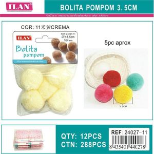 Pompon in Lana 3,5 Cm Colore Crema per Decorazioni Artigianali - Product Image 1