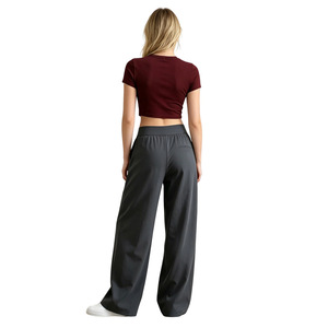 <span class=keywords><strong>Pantaloni</strong></span> Larghi da <span class=keywords><strong>Donna</strong></span> Personalizzati in Materiale Riciclato, Vita Alta, Elastico in Vita, Traspiranti e Comodi per Yoga e Casual - Product Image 2