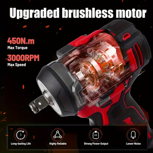 Llave de Impacto Industrial Inalámbrica de 1/2 Pulgada con Motor sin Escobillas, 21V, 450 Lb-ft (600 Nm), para Reparación de Automóviles, Bricolaje y Renovación de Muebles - Product Image 1