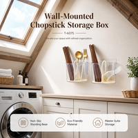 Boîte de rangement murale pour couverts et baguettes, en plastique de qualité alimentaire, avec drain, pour cuisine et maison