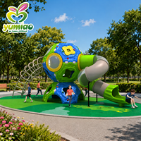 Structure de jeu extérieure au design élégant pour enfants, avec grimpeur sphérique à deux niveaux, toboggan translucide, en LLDPE et acier, personnalisable OEM, pour centre d'activités