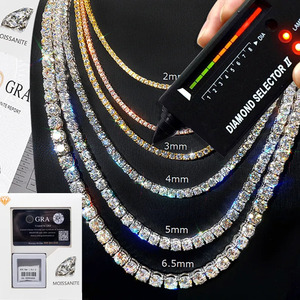 Collier de tennis personnalisé en gros avec diamants Moissanite en grappe 6mm 3mm 5mm, collier de tennis VVS entièrement pavé de diamants - Product Image 5