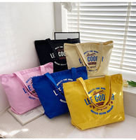 Tas Tote Kanvas Katun 16oz Desain Kustom, Dapat Digunakan Kembali, Kasual, Sporty, untuk Wanita, Tas Belanja, Tas Pembawa Belanjaan