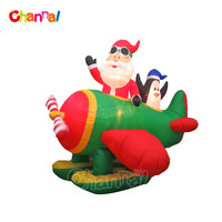 Personnalisé gonflable père noël volant avec Pingouin gonflable d'hélicoptère de noël père noël pour l'extérieur