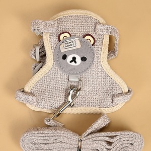 Rabbit Harness Adjustable Vest Style Leash With Cartoon <b>Bear</b> Design For Small Pets Outdoor Walking - Product Image 2