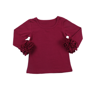 2020 monogran blanc noir chemises bébé petites filles t-shirts en coton glaçage haut volant enfants blanc l'eut filles t-shirt à manches longues - Product Image 5