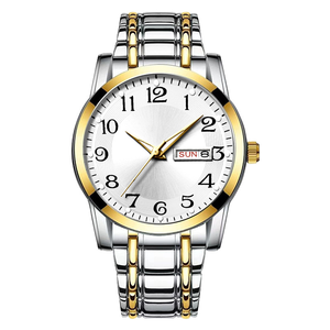 Reloj de hombre con calendario doble, manecillas luminosas, números grandes, cuarzo resistente al agua, estilo empresarial minimalista. - Product Image 4