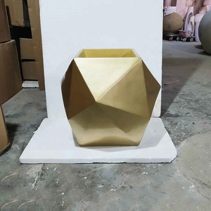 Vaso <span class=keywords><strong>da</strong></span> <span class=keywords><strong>giardino</strong></span> vaso quadrato in fibra di vetro oro Champaign vaso per la coltivazione di <span class=keywords><strong>vasi</strong></span> di fiori - Product Image 2