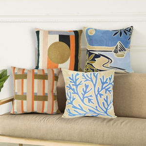 Nhà Máy Bán Buôn Gối 45*45Cm Thêu San Hô Màu Sắc Phong Cảnh Chặn Mô Hình Đệm Cho Trang Trí Nội Thất Sofa Đệm Đệm - Product Image 1