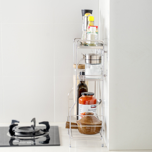 304 Stainless Steel Kitchen Corner Pot Rack 3-Tier Kitchen Organizer with Double <strong>Back</strong> Rods &amp; Adjustable Shelf for Pans Spices - Product Image 4