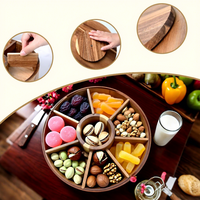 7-delige houten snackbox met deksel, voor snoep, noten & fruit, draagbare serveerschaal voor feesten & bijeenkomsten - duurzaam en stevig