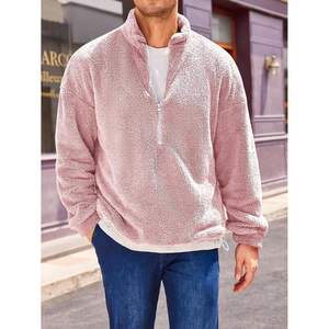 2025 hommes Anti-rides floue Sherpa sweat à manches longues quart fermeture éclair pull hiver automne polaire vêtements d'extérieur XL 3D broderie - Product Image 2