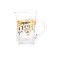 AT PACK Tasse à café/latte en verre transparent résistant aux hautes températures avec motif floral gaufré et estampage doré