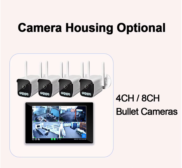 4K 4-channel WiFi Wireless Security Camera Recorder Kit with 10.1-inch Touchscreen Display Color Night Vision Motion Detection