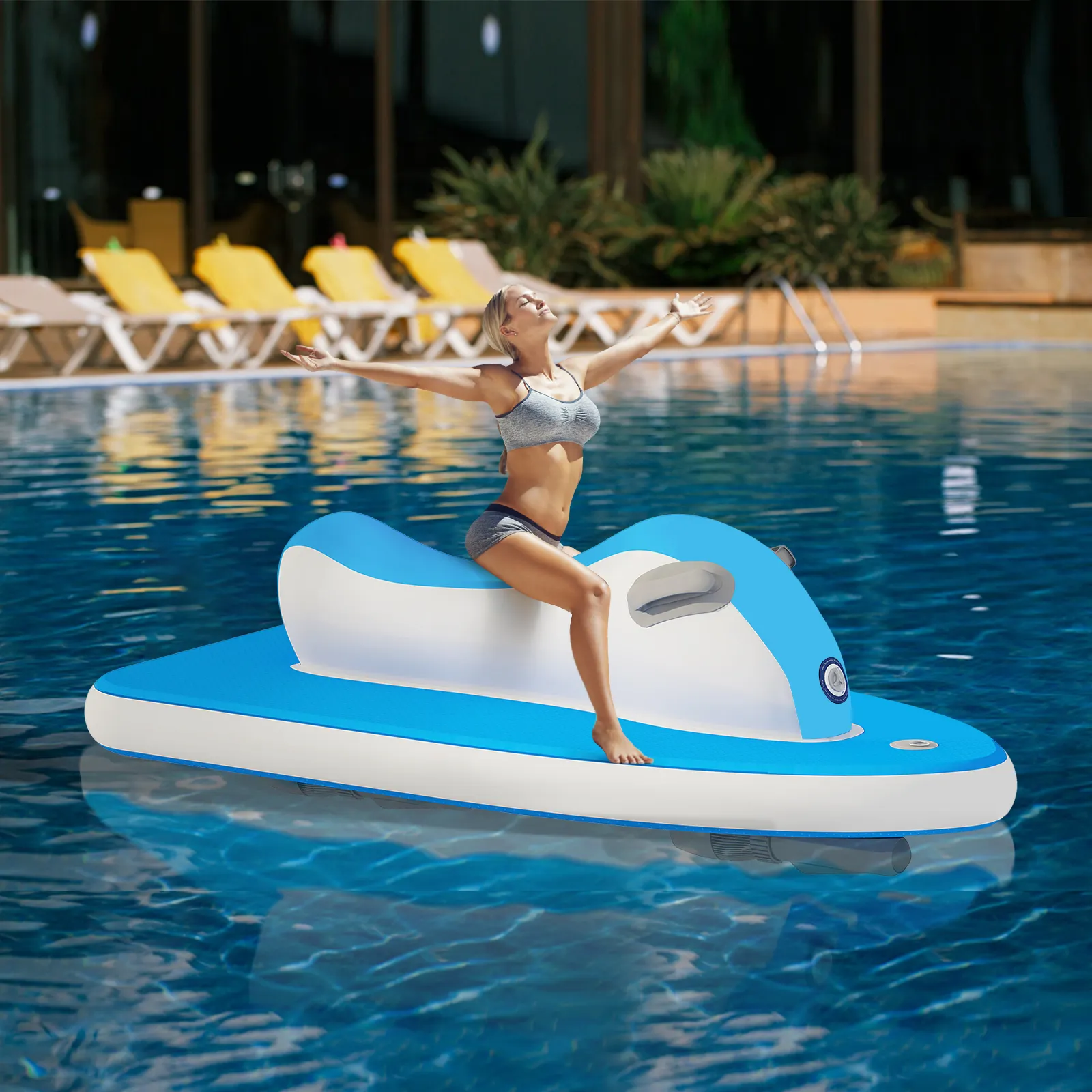 풍선 수영장 장난감 물 플로팅 제트 스키 보트 Pvc 전동 모델 매트