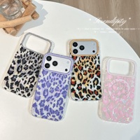Étui de téléphone magnétique de luxe à motif léopard coquillage pour iPhone 18 17 16 15 Pro Max, coque arrière de protection antichoc