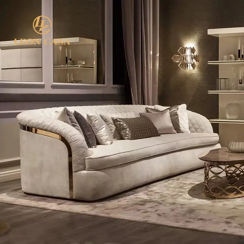 Ensemble de canapés de luxe italiens meubles de salon moderne personnaliser section de tissu de velours canapé de luxe