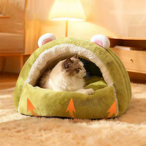 Winterliches Katzen- und Hundebett, Haustierhaus, Weiches Nest-Zelt, Warme Haustierhöhle, Halbgeschlossenes Welpen- und Katzenbett - Product Image 2