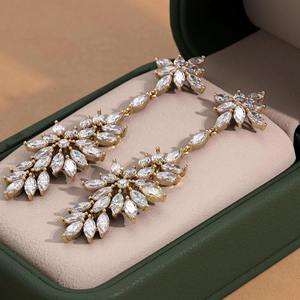 New Best selling 11.12Ct Marquise Diamond Drop Earrings_ 14K Gold Bridal Chandelier - Product Image 3