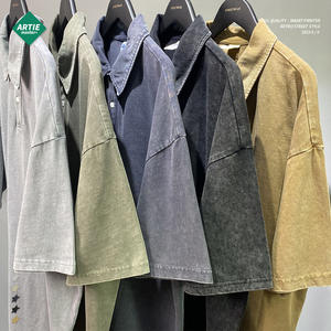 ARTIE T-shirt à manches courtes fendu en coton pur batik lavé à l'eau en détresse pour hommes - Product Image 3