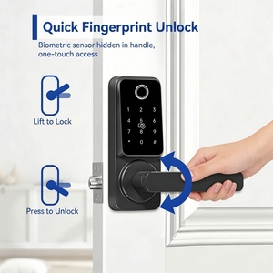 Serrure de porte intelligente facile à installer soi-même, empreinte digitale, mot de passe, entrée sans clé, Wi-Fi, alliage d'aluminium, laiton, <span class=keywords><strong>bois</strong></span>, chambre à coucher, application Tuya/TT - Product Image 1