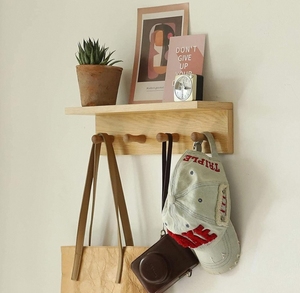<span class=keywords><strong>Porte</strong></span>-<span class=keywords><strong>manteau</strong></span> d'entrée de salon avec crochets muraux en bois et étagères sculptées <span class=keywords><strong>pour</strong></span> un usage domestique - Product Image 1