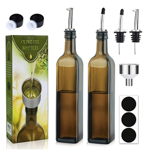 2Pcs Glass <span class=keywords><strong>Oliver</strong></span> & Vinegar 500ml * 2 pour la cuisine avec bec <span class=keywords><strong>S</strong></span>/<span class=keywords><strong>S</strong></span> à ouverture automatique - Product Image 5