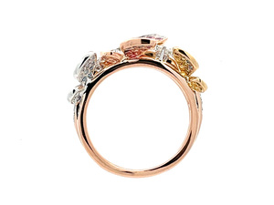 Bague papillon en saphir multicolores naturels et vifs, or blanc 18 carats, saphir bleu, rose, jaune et diamants pour femme - Product Image 6