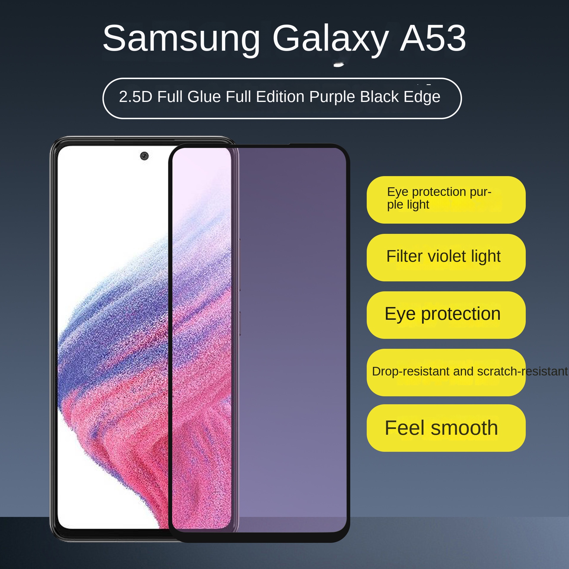 กาวเต็มรูปแบบ รุ่นเต็ม สีม่วง สีน้ำเงิน ขอบสีดำ โปร่งใส