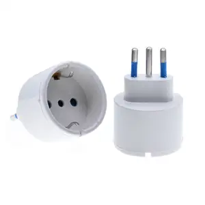 Adaptador de tomada elétrica cei tipo eu shuko, adaptador de tomada elétrica para viagem, 3 pinos redondos para itália