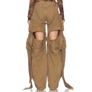 Jeans de Mujer Estilo Vintage, Diseño Nuevo, 100% Algodón, Lavado Ácido, Efecto Desgastado, Múltiples Bolsillos, Parches, Corte Holgado, Cintura Media - Product Image 4