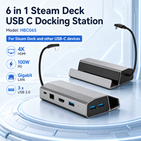 Base de Conexión 6 en 1 para Steam Deck, HDMI 4K+60Hz, PD de 100W, 3 Puertos USB 3.0 de 5Gbps, Soporte de Aluminio para Consola de Juegos Steam Deck