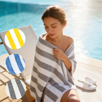 Wholesale 100% Cotton Custom Logo Design Thick Double Sided Luxury Eco-Friendly Geometric Pattern Extra Large Beach Towels