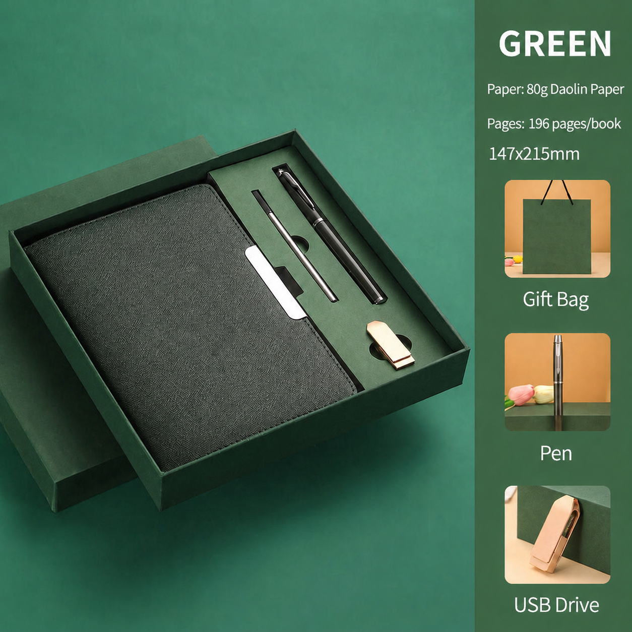 Conjunto verde con memoria USB