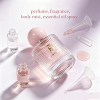 Flacon de parfum en verre vide à nervures verticales de luxe, 30 ml, 50 ml, 100 ml, avec bouchon rond, flacon vaporisateur de parfum, logo personnalisé