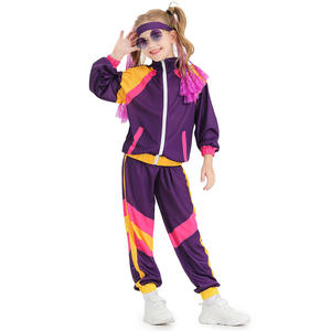 Tuta Sportiva Anni '80 per Ragazzi e Ragazze, Costume Hip Hop, Set Top e Pantaloni, Outfit Retrò Disco, Abbigliamento Sportivo Blu Rosa, Uniforme da Baseball - Product Image 6