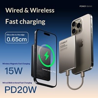 Batterie externe ultra-fine en alliage d'aluminium magnétique, 5000 mAh, sortie USB 20W, logo personnalisé, design léger et fin, best-seller