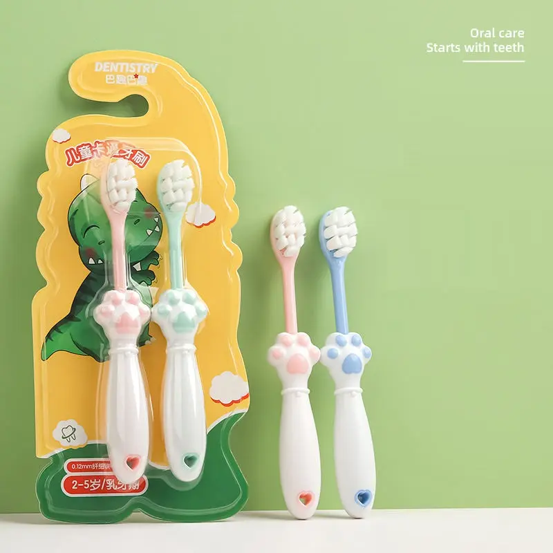Popular Style Customized Children Tooth Brush Small Head Brush Handle Cat Claw Shaped Anti Slip Toothbrush