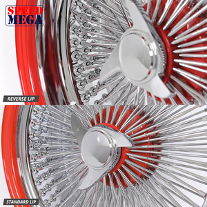 ล้อแม็กซ์ Speedmega 22x8 แบบ Reverse 150-Spoke Straight Lace สีโครเมียมแดง  ทำจากอะลูมิเนียมฟอร์จ  ขึ้นรูปด้วยเครื่อง CNC สำหรับรถเชฟวี่ - Product Image 5