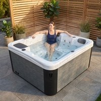 Spa extérieur moderne Balboa rectangulaire pour 4 personnes, écologique, autoportant, 1,9 x 1,7 m, bain à remous massant pour jardin JW-2230