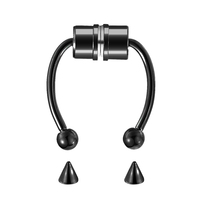 VKME Bijoux de piercing pour le nez, Faux anneau de nez en fer à cheval pour septum, Ensemble d'anneaux de nez magnétiques dorés sans perçage