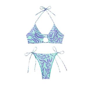Traje de Baño OUTPACE 2024 con Bikini de Tiras de Color Sólido y Triángulo Acolchado de Satén en Oferta, Traje de Baño Azul para Mujer - Product Image 5