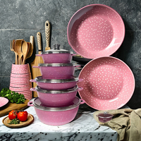 Ensemble d'ustensiles de cuisine en aluminium moulé sous pression antiadhésif à fond en spirale moderne de 10 pièces