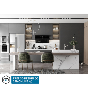 Meuble de cuisine modulaire intelligent George Group, design moderne personnalisé, comptoir en quartz, placage bois stratifié, robinet - Product Image 1