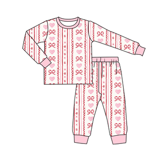 Personalización bebé niña Día <span class=keywords><strong>de</strong></span> San Valentín corazón estampado Loungewear conjunto niñas pijama traje niños ropa - Product Image 1