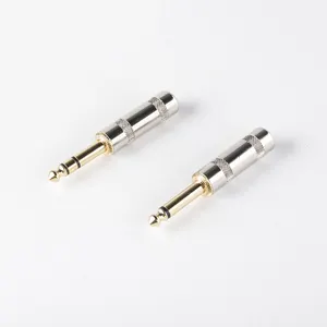 Join Audio Solder OD 7.5 6.35mm TS 2 Pole Mono Straight Nickel Shell With Gold Plug