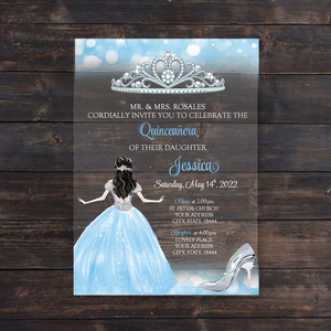 Invitación de Quinceañera XV de Lujo en Acrílico Transparente con Detalles en Dorado y Gris Oscuro, Rosas Púrpuras y Sello de Cera con Impresión Personalizada - Product Image 5