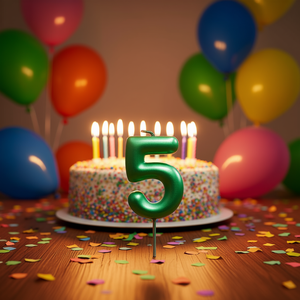 Vela de Cumpleaños Número 5 Verde Party Love de 6 cm - Product Image 3