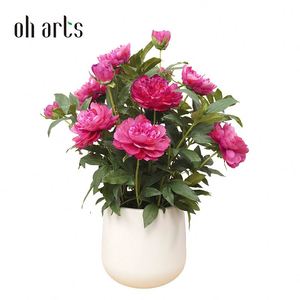 Flores de Peonía en Maceta Más Vendidas de Oh Arts, Planta Artificial de Peonía Verde en Maceta de Plástico para Decoración de Interiores - Product Image 1