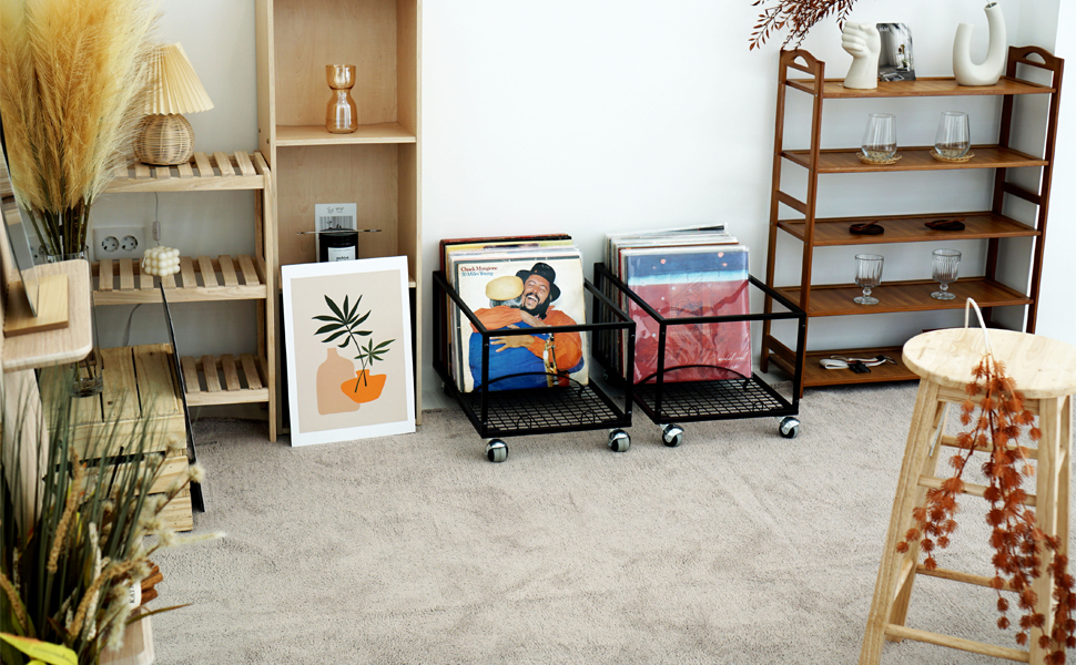 JH-Mech Mobile Vinyl Record Storage Rack High-End Design Quick Assembly ...